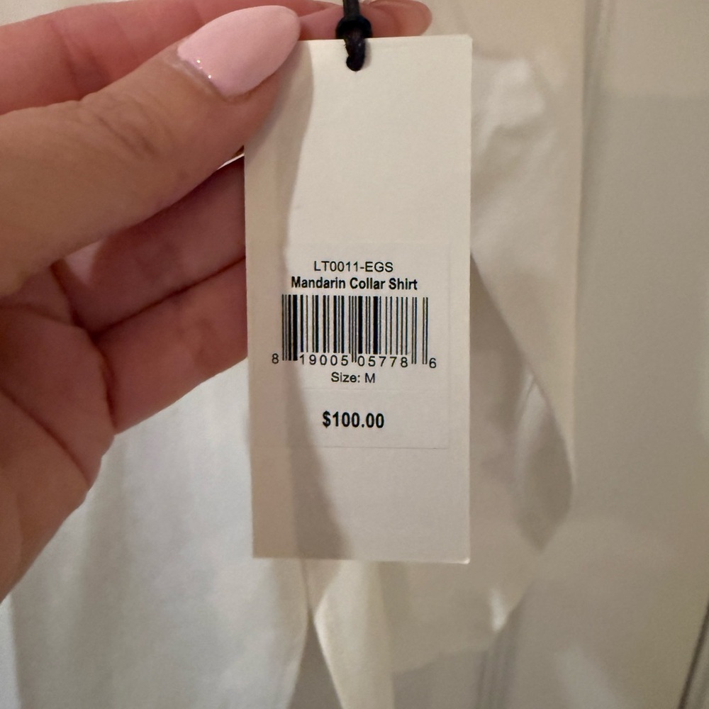 Jofit White Collarless V-Neck Active Snap Tunic - Picture 8 of 10